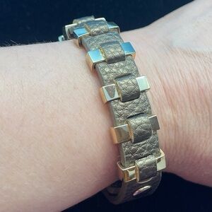 Kenzie Metallic Faux Leather Bracelet with Gold Accents